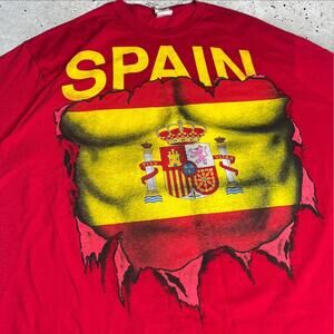 Gildan Spain Spell Out Spain Flag Red‎ TShirt Size XL